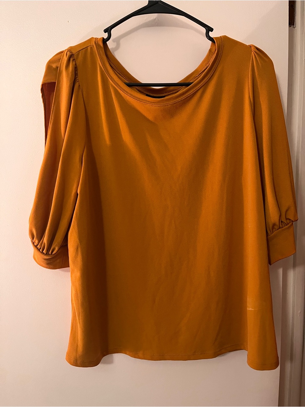 Worthington Mustard Puff-Sleeve Blouse